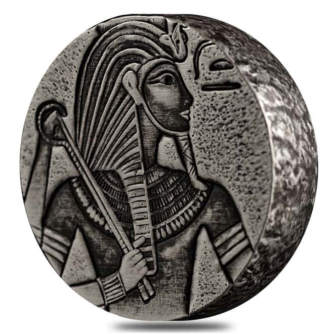 2016 5 oz Republic of Chad 3000 Francs Silver King Tut Coin - Egyptian Relic Series w/Box