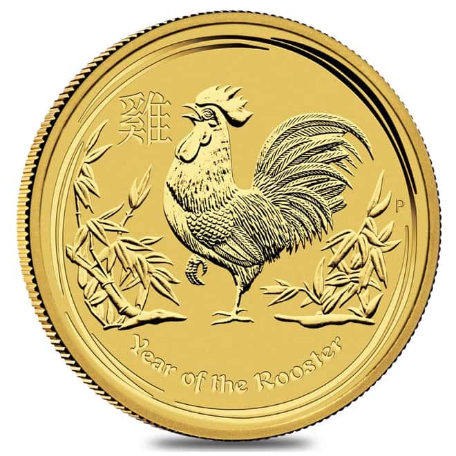 2017 1/4 oz Gold Lunar Year of The Rooster BU Australia Perth Mint (In Capsule)