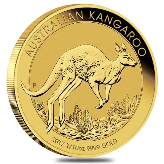 2017 1/10 oz Australian Gold Kangaroo Perth Mint Coin .9999 Fine BU (In Capsule)