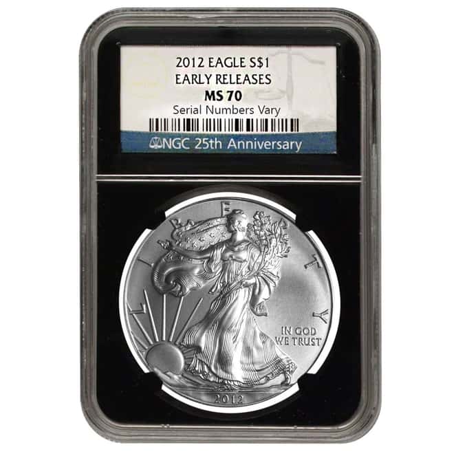  2012 1 oz Silver American Eagle $1 Coin NGC MS 70 Early Releases Retro Holder