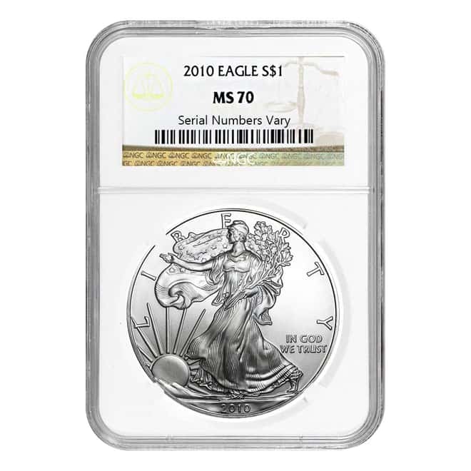 2010 1 oz Silver American Eagle $1 Coin NGC MS 70