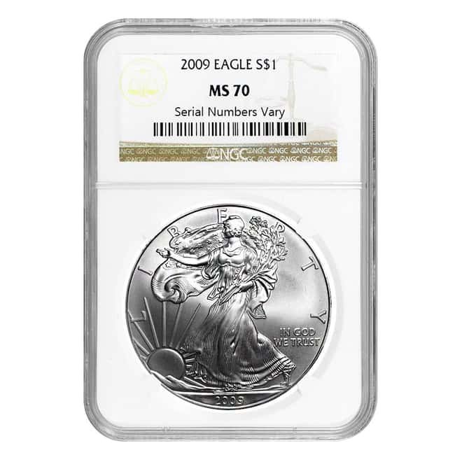 2009 $1 Silver American Eagle Coin NGC MS 70