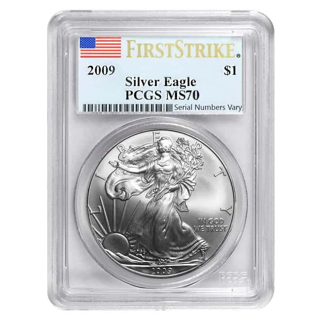 2009 $1 Silver American Eagle PCGS MS 70 - First Strike