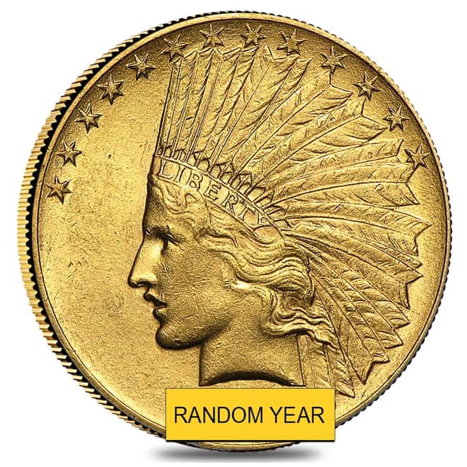 $10 Gold Eagle Indian Head - Almost Uncirculated AU (Random Year)