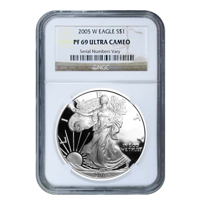 2005 W 1 oz Silver American Eagle $1 Coin NGC PF 69 UCAM 