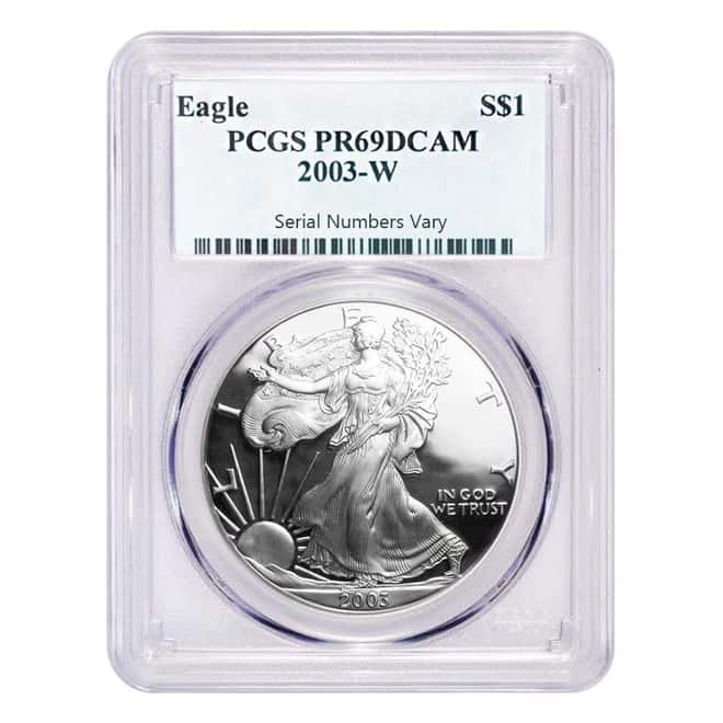 2003-W 1 oz Silver American Eagle $1 Coin PCGS PF 69 DCAM