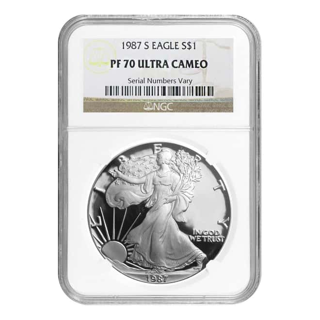 1987 S 1 oz Silver American Eagle $1 Coin PF 70 Ultra Cameo