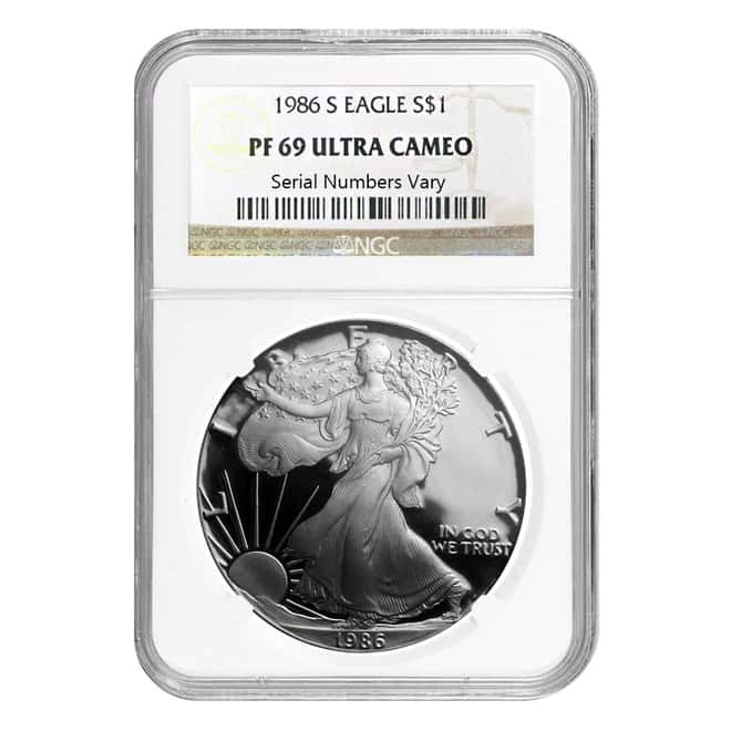 1986 S 1 oz Silver American Eagle $1 Coin NGC PF 69 UCAM