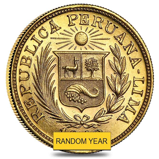 1 Libra Peru Gold Coin AU/BU AGW .2354 oz (Random Year)