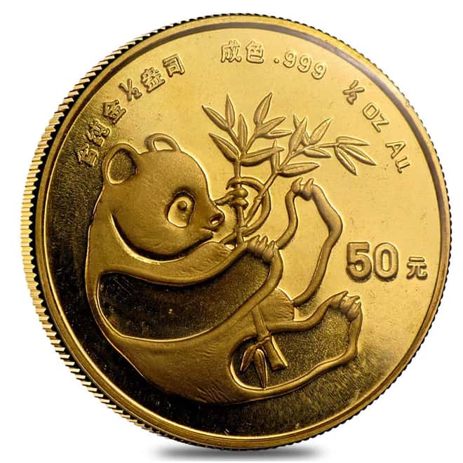 Chinese 1/2 oz Gold Panda Proof/Unc (Random Year, Not Sealed)
