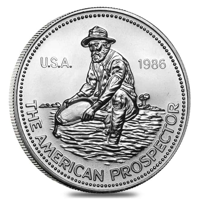 1986 Engelhard American Prospector 1oz .999 Fine Silver Round – Eagle Reverse Design