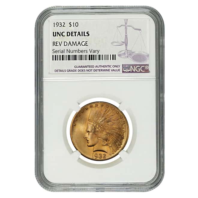 1932 $10 Indian Head Eagle Gold Coin NGC UNC Details