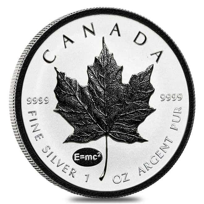 2015 1 oz Silver Canadian Maple Leaf E=mc2 Privy Reverse Proof $5 Coin