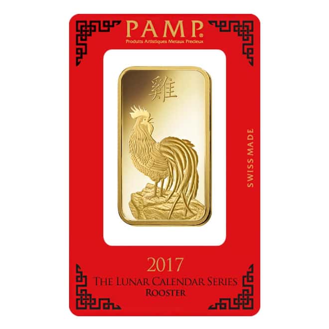 100 gram PAMP Suisse Year of the Rooster Gold Bar (In Assay)