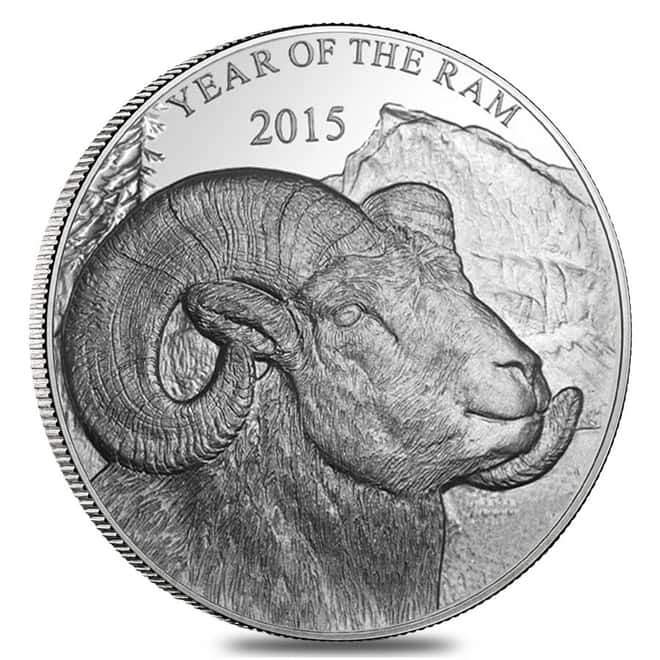 2015 1 oz Year of the Ram .999 Fine Silver Round