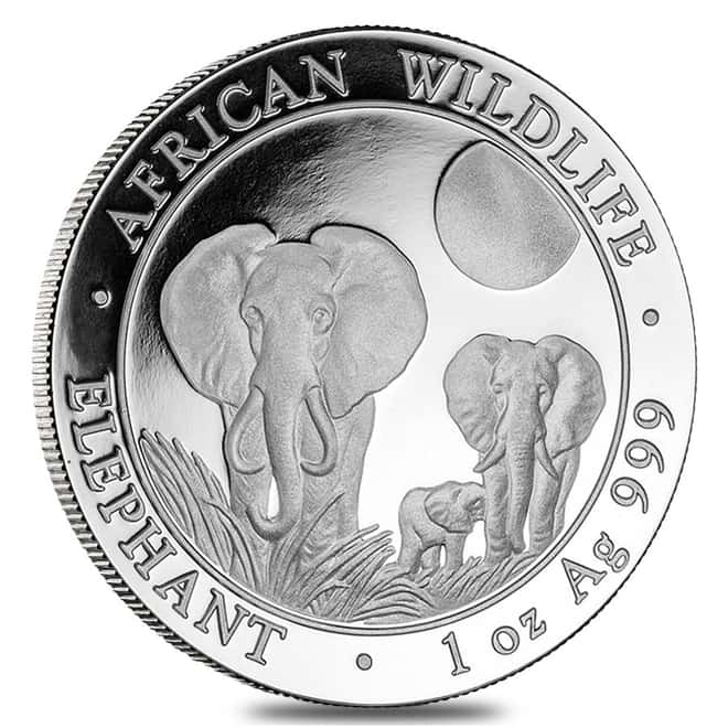2014 1 oz Somalian Silver African Elephant Coin .999 Fine