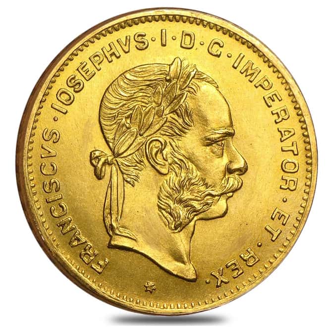 1892 Austria Gold 4 Florins/10 Francs AGW .0933 oz (Abrasions)