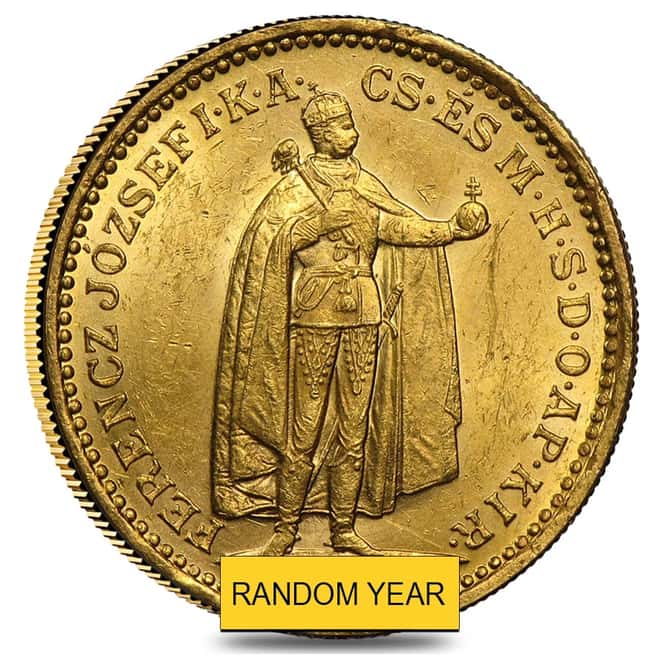 1892-1915 Hungary Gold 20 Korona XF/AU (Random)