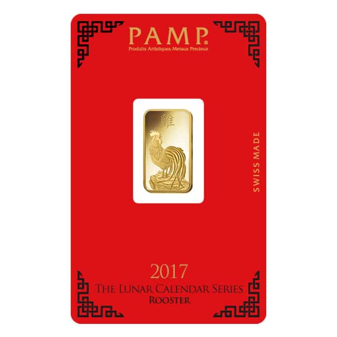 5 gram PAMP Suisse Year of the Rooster Gold Bar (In Assay)