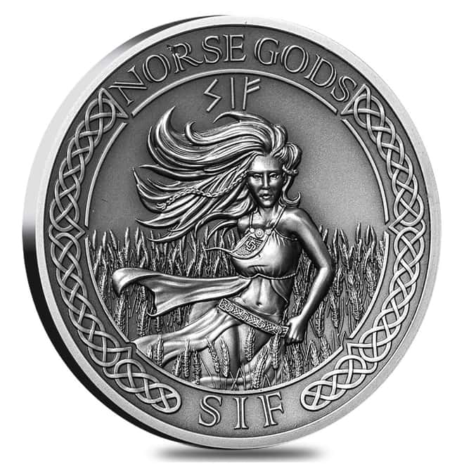 2016 2 oz Cook Islands Silver Norse Gods Sif Ultra High Relief Antiqued w/COA (In Capsule)