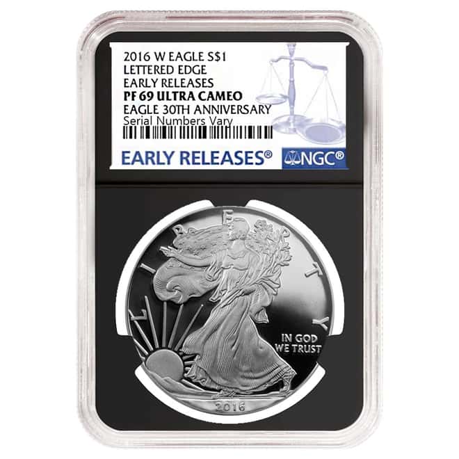 2016-W 1 oz Proof Silver American Eagle NGC PF 69 UCAM Early Releases - 30th Anniversary (Retro Holder)