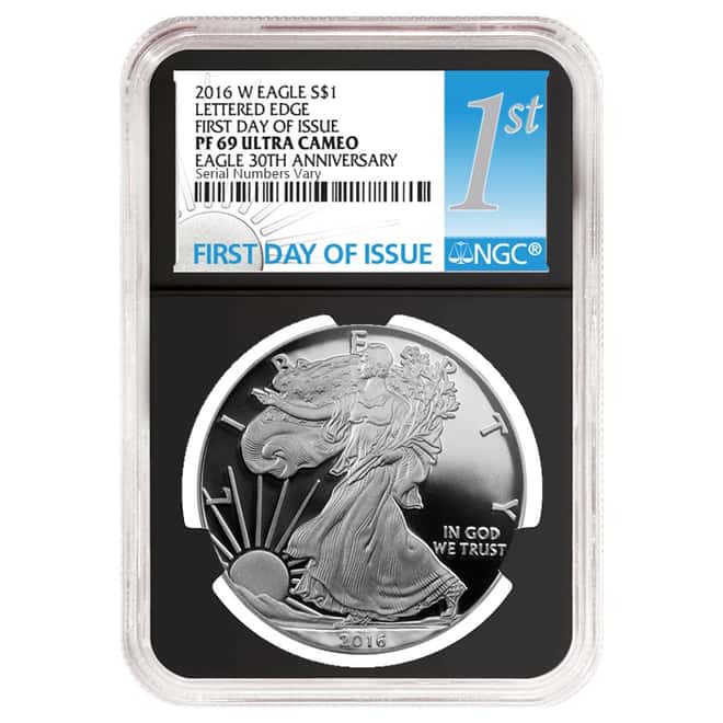 2016-W 1 oz Proof Silver American Eagle NGC PF 69 UCAM First Day of Issue - 30th Anniversary (Retro Holder)