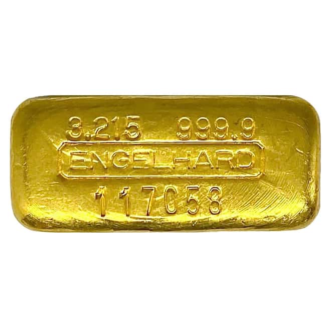 100 gram Engelhard Vintage Cast Gold Bar .9999 Fine