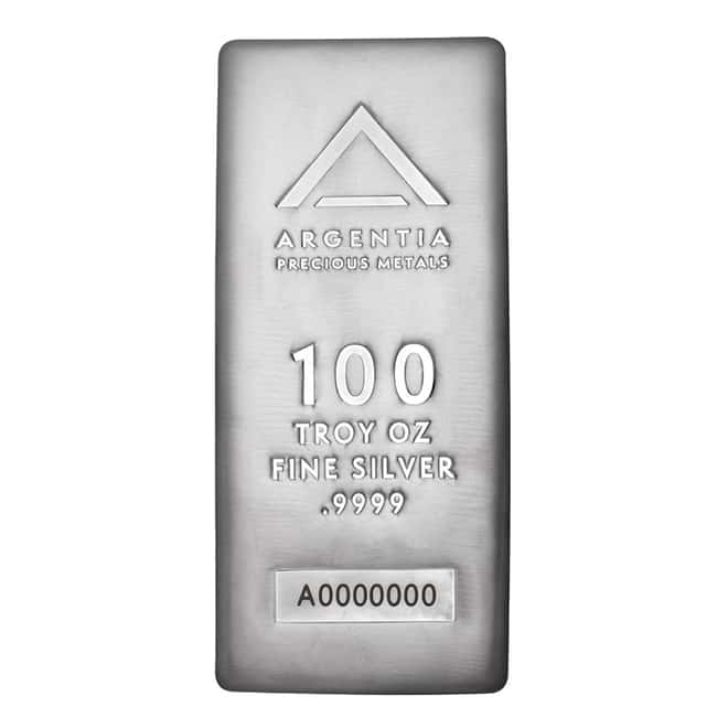 100 oz Argentia Cast Silver Bar .9999 Fine