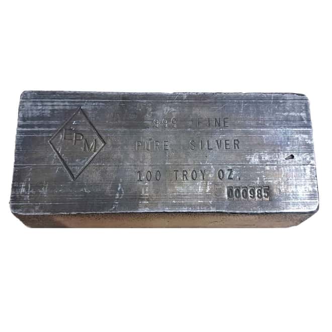 100 oz Eastern Precious Metals (EPM) Silver Bar .999 Fine