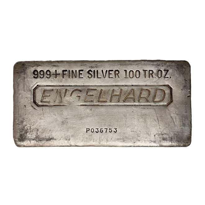 100 oz Engelhard Silver Bar Waffleback (7th Series)