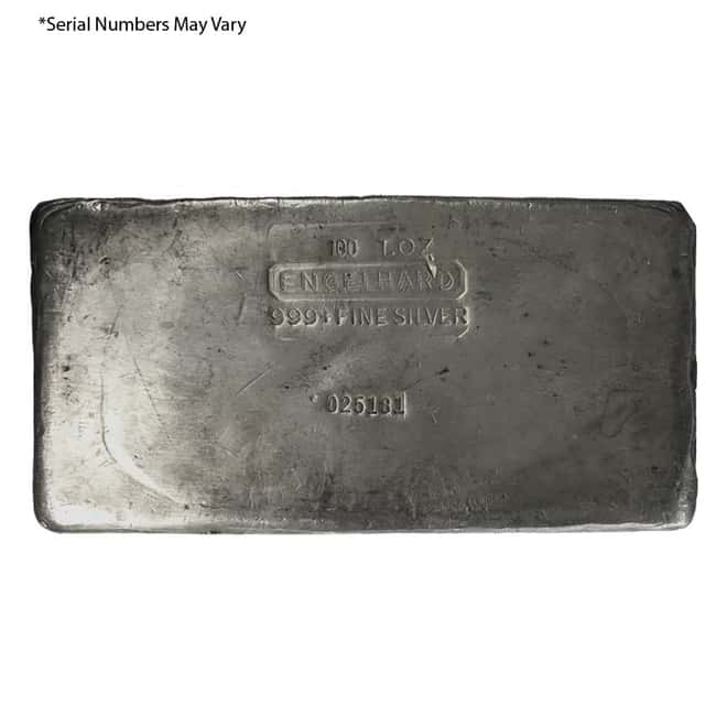 100 oz Engelhard Silver Vintage Bar .999+ Fine (2nd Series 6-digit Serial Variation)