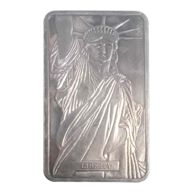 100 oz Johnson Matthey MTB Logo Statue of Liberty Silver Bar .999 Fine