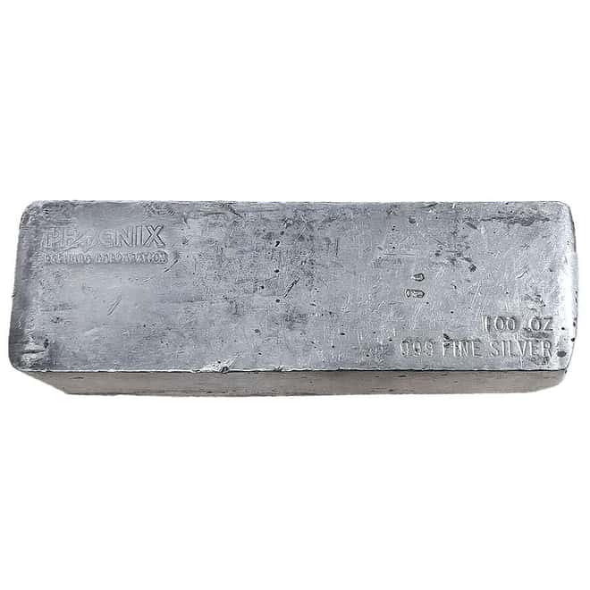100 oz Phoenix Refining Corp Silver Bar .999 Fine