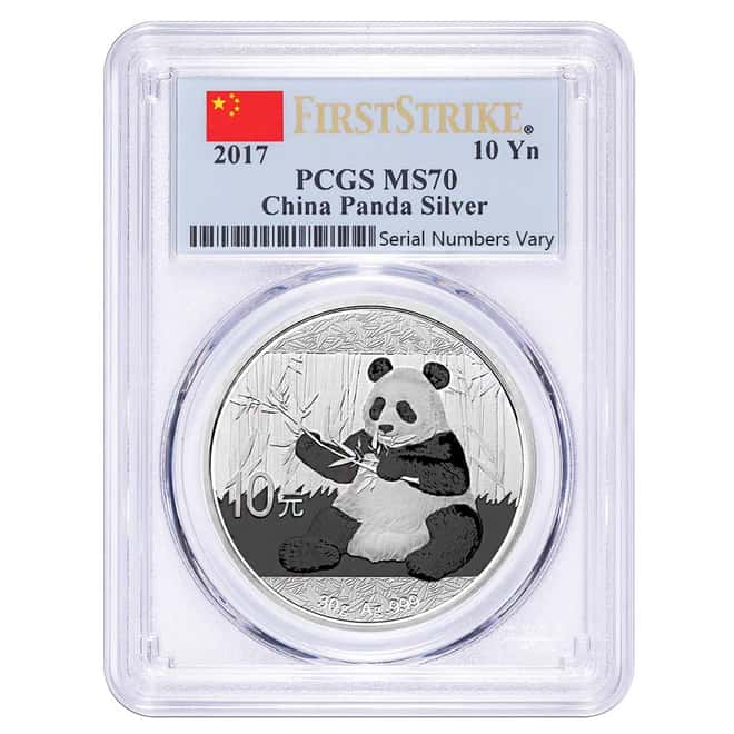 2017 30 gram Chinese Silver Panda 10 Yuan PCGS MS 70 First Strike
