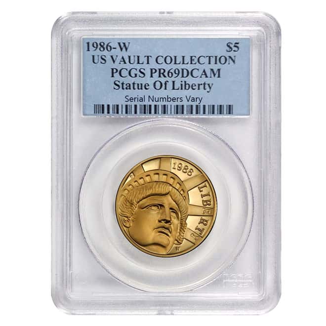 1986-W Statue of Liberty $5 Gold Proof PCGS PR69DCAM