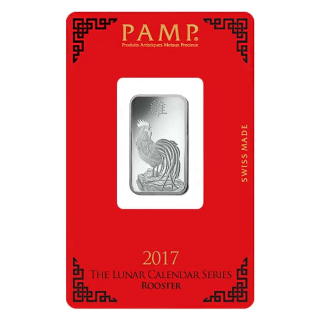 10 gram PAMP Suisse Year of the Rooster Silver Bar (In Assay)