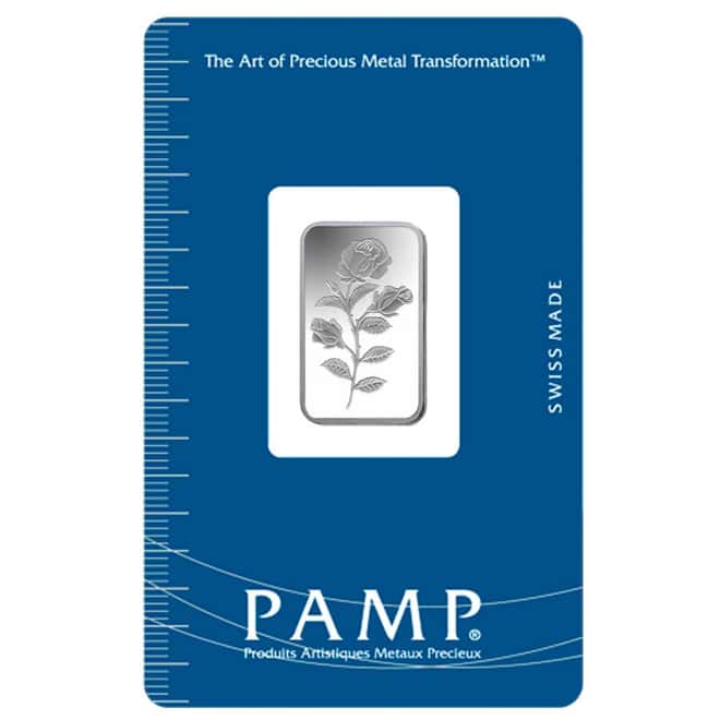 5 Gram PAMP Suisse Rosa Silver Bar .999 Fine (In Assay)