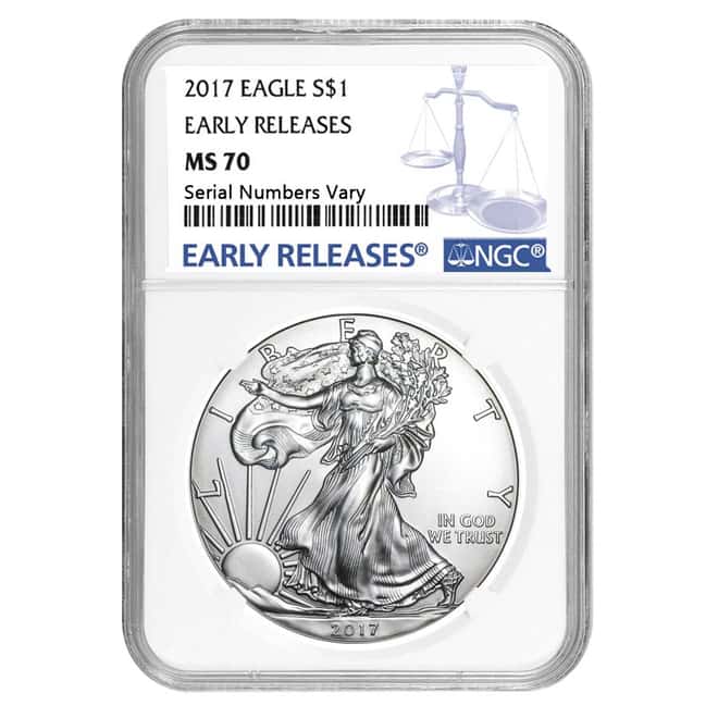 2017 1 oz Silver American Eagle $1 Coin NGC MS 70 Early Releases