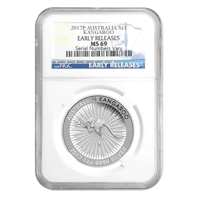 2017 1 oz Australian Silver Kangaroo Perth Mint NGC MS 69 Early Releases 