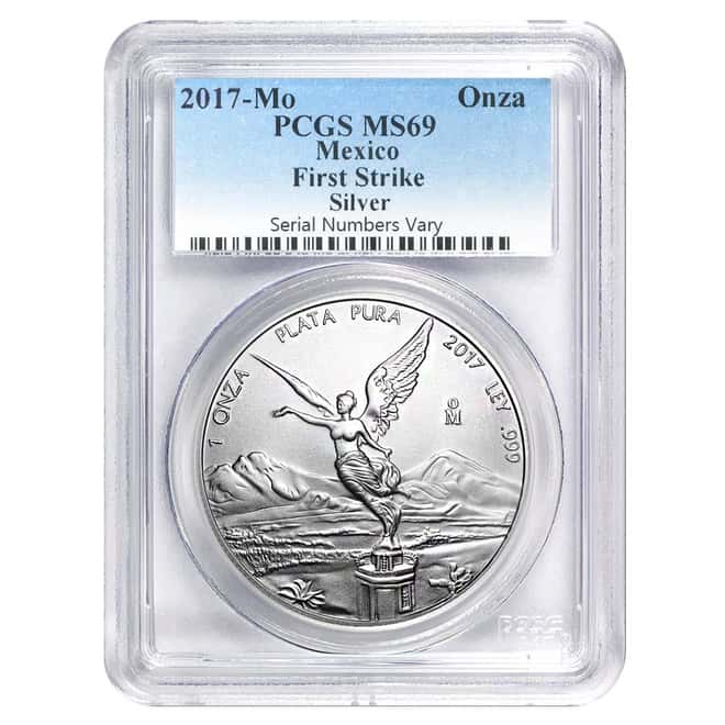 2017 1 oz Mexican Silver Libertad Coin PCGS MS 69 First Strike 