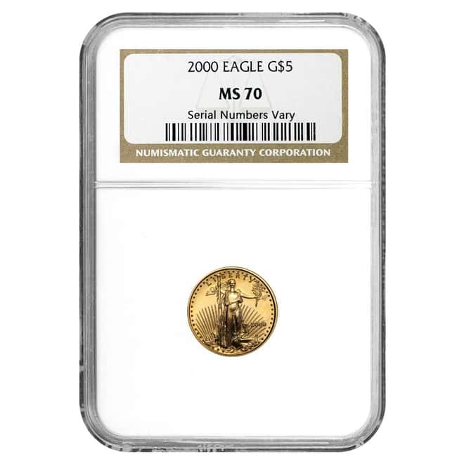 2000 1/10 oz $5 Gold American Eagle Coin NGC MS 70
