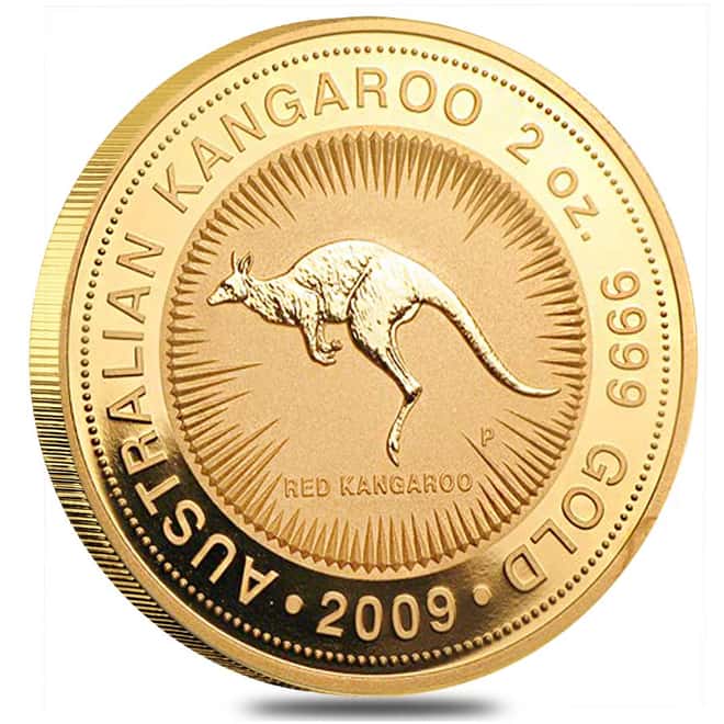 2009 2 oz Australian Kangaroo $200 Gold Coin .9999 Fine Gold In Cap