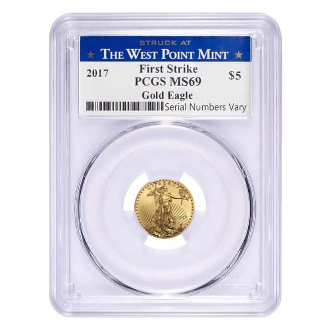 2017 1/10 oz Gold American Eagle PCGS MS 69 First Strike - West Point