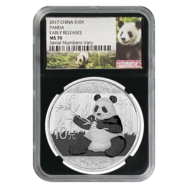 2017 30 gram Chinese Silver Panda 10 Yuan NGC MS 70 Early Releases (Retro)