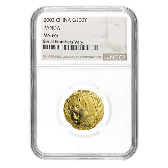 2002 1/4 oz China Gold Panda 100 Yuan NGC MS 65