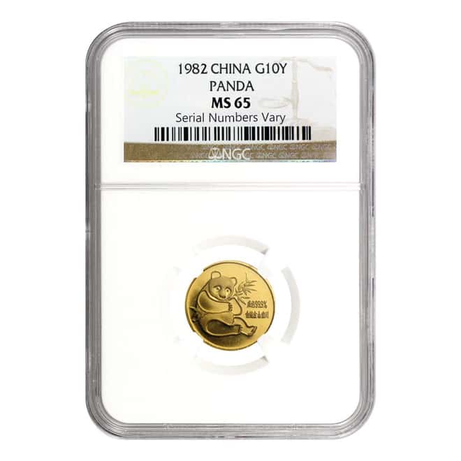 1982 1/10 oz China Gold Panda NGC MS 65