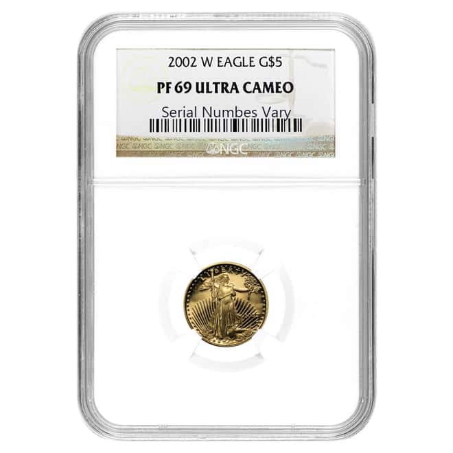 2002 W 1/10 oz Gold Eagle $5 NGC PF 69 UCAM