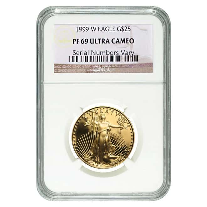 1999 W 1/2 oz $25 Gold Eagle NGC PF 69 UCAM