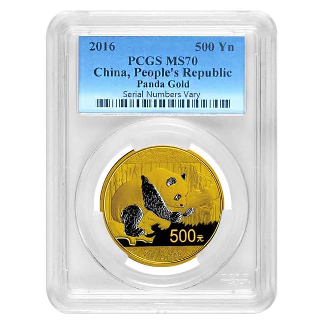 2016 30 Gram Chinese Gold Panda 500 Yuan PCGS MS 70