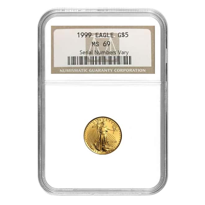 1999 1/10 oz $5 Gold American Eagle NGC MS 69